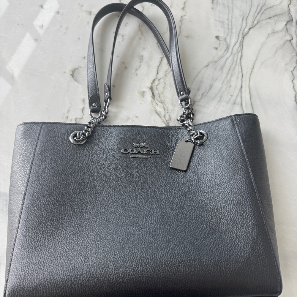 Coach Charcoal Leather Tote